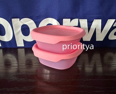 Tupperware One Touch Fresh Small Square 1-cup / 220ml Container Set 2 Pink New