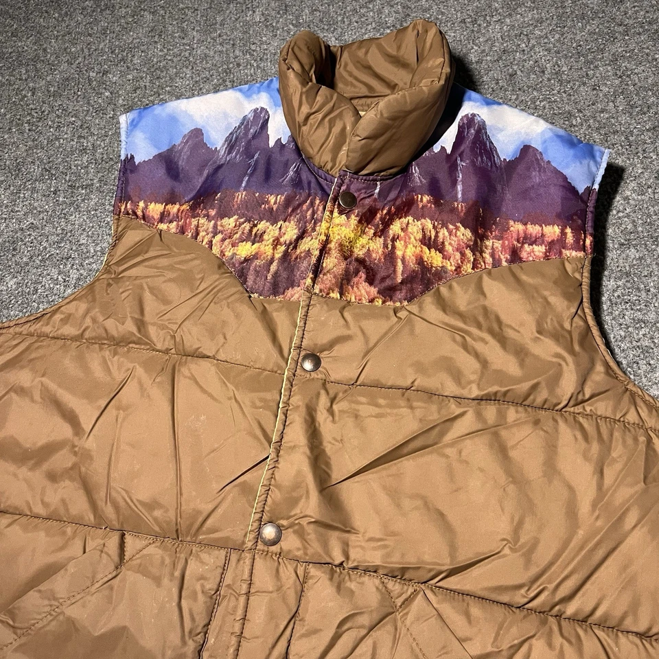 Vintage Sears Western Wear Vest Mens Medium Outdoor Horse Brown Snap Button USA - Image 2 of 4