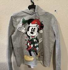 Disney Mickey Mouse Christmas Lights Hoodie Sweatshirt - Size Small Cropped