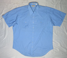 SHEPLERS MENS 18 1/2 TALL SHIRT BLUE SNAP BUTTON COWBOY WESTERN VINTAGE