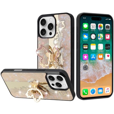 For iPhone 16 PRO MAX Case Rhinestone Bling Decor Glitter Cover Tempered  Glass