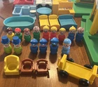 Vintage Fisher Price 14 Little People Airports Airplane Cars Bathroom