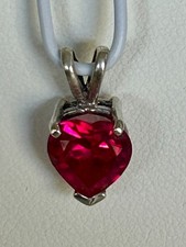 Sterling Silver Heart Shaped Ruby Pendant