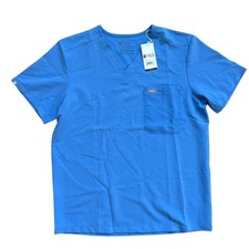 FIGS Leon Two Pocket Scrub Top Ceil Blue V-Neck Medical Uniform FM1500 Mens M