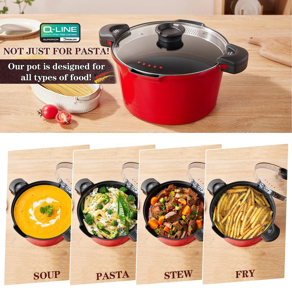 Kochtopf Induktion Suppentopf Aluminiumguss Pastatopfe Antihaftbeschichtung F... - Bild 3 von 4