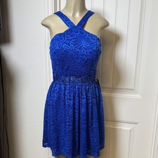 I.N. San Francisco Vibrant Blue Lace Mini Dress, Party, Holiday, cottagecore NWT