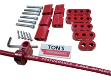 Bolt to Valve Cover V8 Vertical Wire Loom Kit Red 7-8mm Spark plug separator
