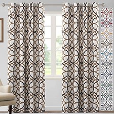 Blackout Curtains Printed Design 84 Inch 52"W x 84"L Pack of 2 Brown  Taupe
