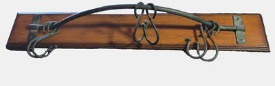 Creative Co-Op Rustic Wall-Mount Pot or Coat Rack  Wood Backboard Metal S Hooks