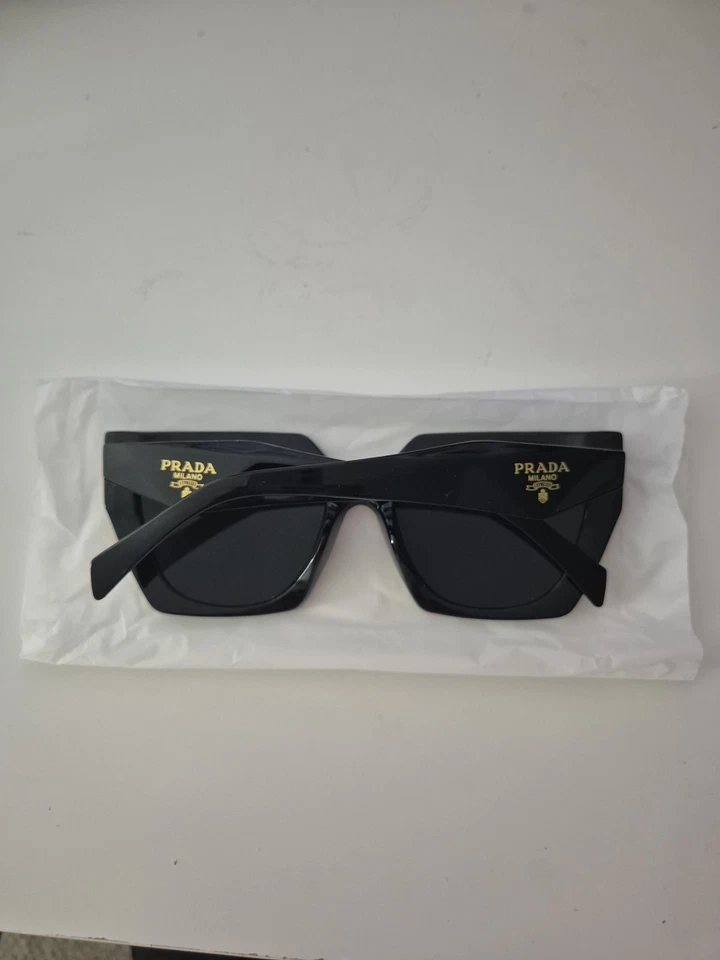 PRADA Milano Oversized Rectangle Sunglasses Black Tinted w/ Case Box Card - Image 3 of 4