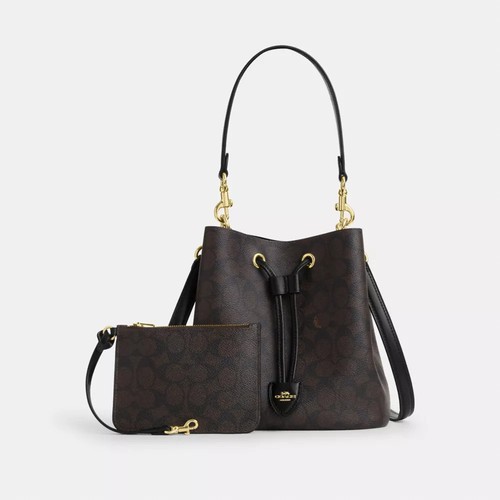 Coach Roan Bucket Bag Signature Canvas CBH07 Dark Brown