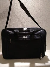 Vintage US Luggage New York Leather Briefcase Luggage Carry Bag Black 