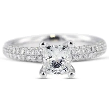 2 CTW G VS1 Princess Brilliant Natural Certified Diamonds 18k Gold Accent Ring
