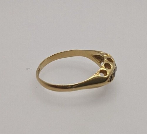 Antique 18ct Yellow Gold Ring Year 1938 Diamond 5-Stone Diamond UK Ring Size N - 第 5/6 張圖片
