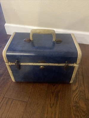 Vintage Samsonite Luggage  Makeup Travel Case Blue 13 X 8 X 9