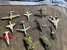 Lot Of 11 Diecast Military Planes Tanks Helicopters