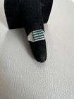 VTG Sterling Silver Mexico AF Turquoise Inlay Striped Signet Ring Size 7.25 - 4g