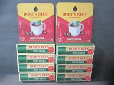 Burts Bees 0.15oz. Mint Cocoa Moisturizing Lip Balm - Lot of 8