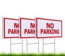 3-Piece Outdoor Sign Set - No Parking Signs 12x8 Inch Double Sided Design wit...