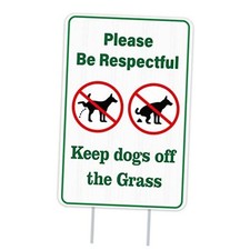 No Poop and Pee Dog Sign - Double Side 8''x12'' 1-Keep dogs off the grass