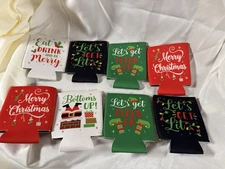 Lot Of 8 Funny Christmas Can Koozies NEW