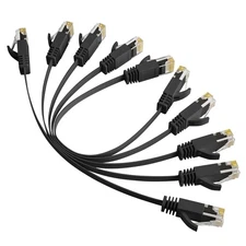 Elecan Cat 6 Flat Ethernet Cable 1 Ft/5 Pack, High Speed Slim Short Patch Cables