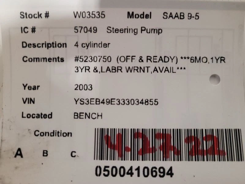 Bomba de dirección asistida VIN E 4º dígito compatible con 99-10 SAAB 9-5 1488123 Foto 3 de 4