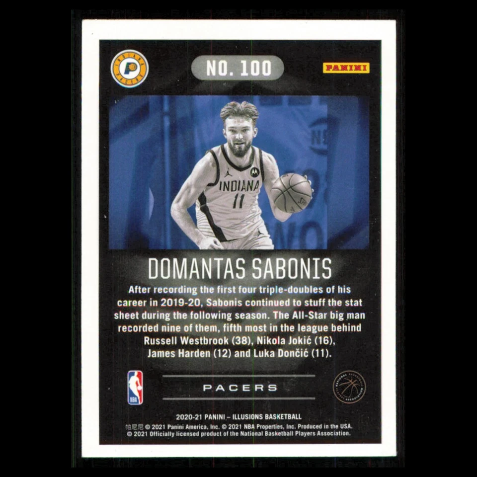 Domantas Sabonis #100 2020 Panini Illusions Indiana Pacers Basketball Card NBA - Image 2 of 3