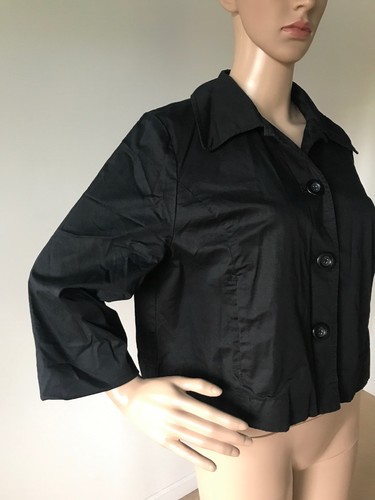 Chaqueta Studio Works Pequeña Negra Algodón Línea A Ligera Botones Lavable PL - Imagen 3 de 12