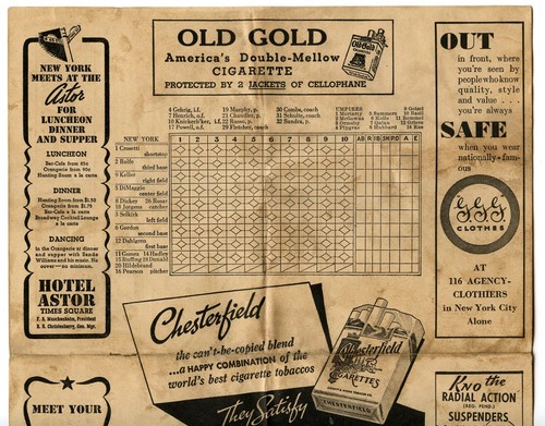 1939 Tarjeta de puntuación de los Yankees de Nueva York vs Tigres - Dimaggio, Dickey, Ruffing - ¡Sin marcar! - Imagen 3 de 4