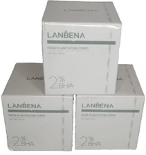 (3) Lanbena Nose Plants Pore Strips for Blackheads 2%BHA 30g/1.06oz