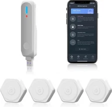 Water Leak Detectors 4 Pack, GRSICO WiFi Water Sensor with Mute Gateway Alarm