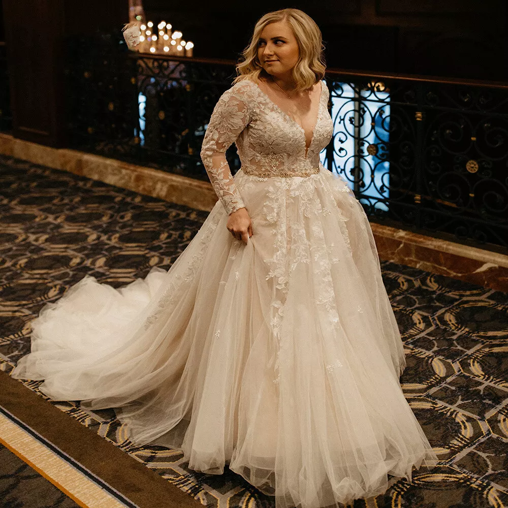 Plus Size Wedding Dresses with Long Sleeves, Beautiful Bridal Gowns