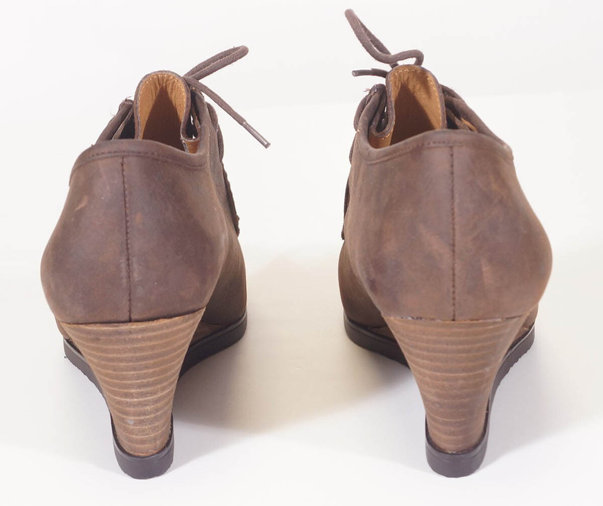 Lauren Ralph Lauren Leather Denver Wedge Bootie Lace-Up Design Y2K Brown 10 Ralph Lauren - Brandclub - POLO RALPH LAUREN Mens Brown  main image 4