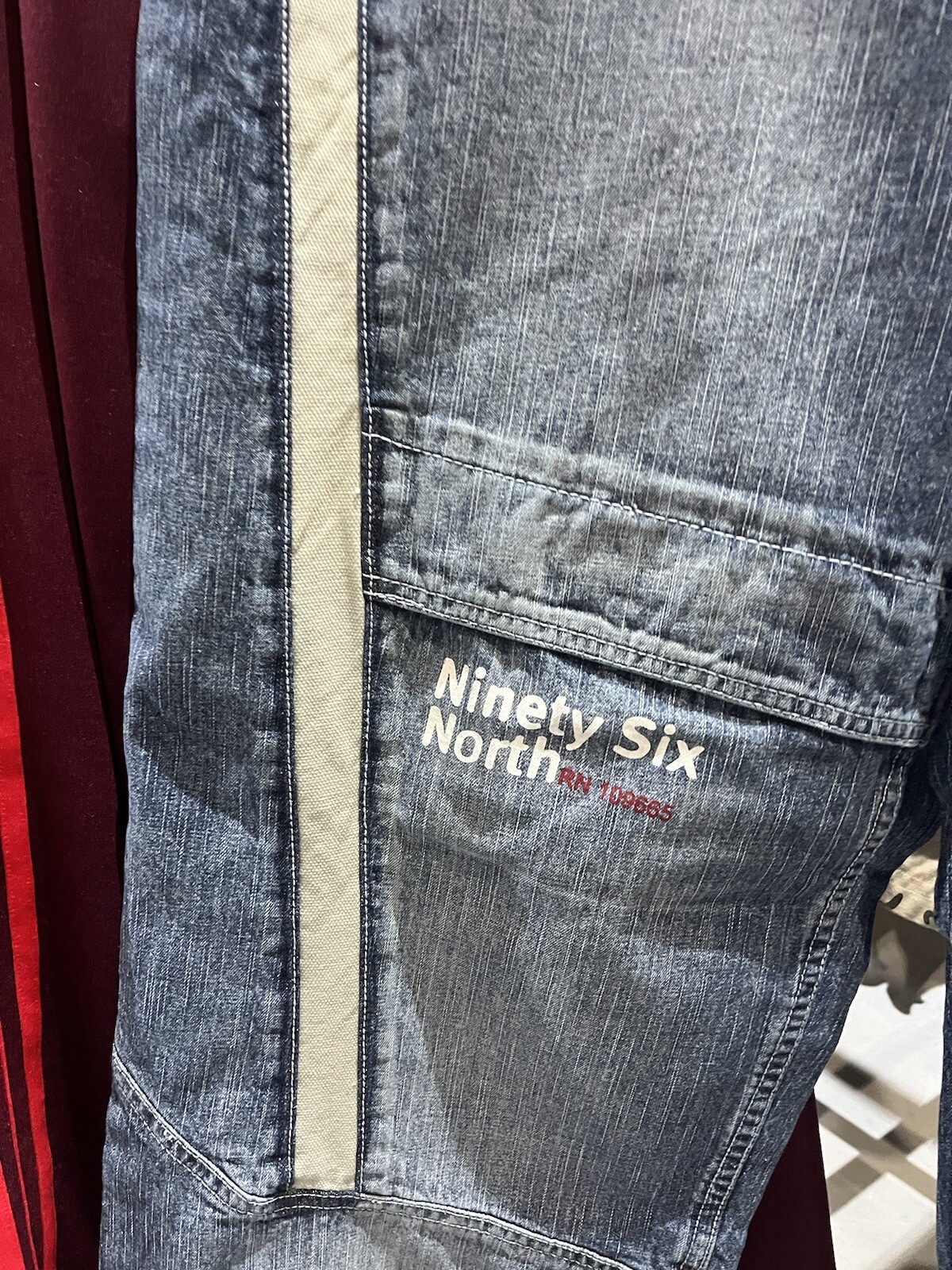 Vintage Y2K Six North Embroidered Pipping Wide Leg Baggy Jeans