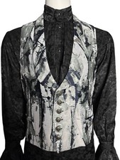 SHRINE Marble Blue Gothic Steampunk Aristocrat Victorian Vampire Vintage Vest