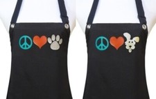 Dog Grooming Apron "PEACE HEART PAW" print waterproof salon pet groomer black