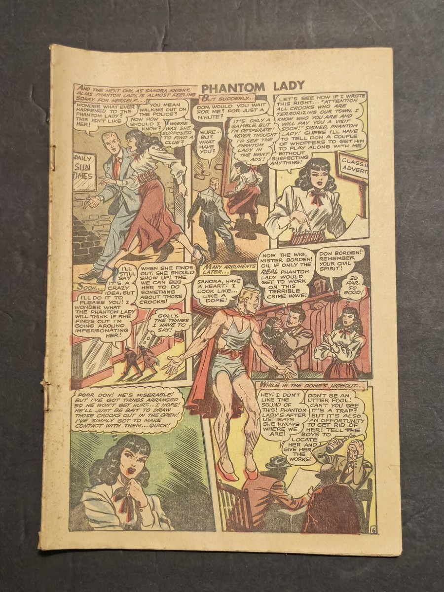 1947 Comic Book Phantom Lady 22 Fox Syndicate Golden Age Coverless