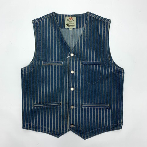 Denim Vest Men's Striped Vest Work Waistcoat Vintage Casual Coat Jacket ...