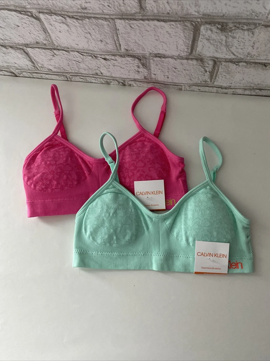 Calvin Klein Girls Seamless Wirefree Comfort Bralette 2 Pack Bra Size M  -NWT