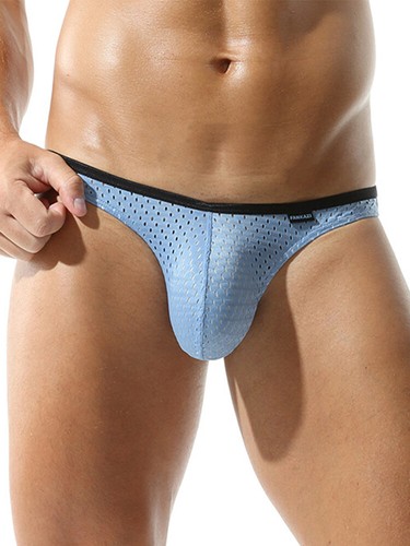 Men's Mesh Briefs Underwear Thong Sexy Low-rise Pouch Sports Bikini Underpants . - Picture 23 of 27