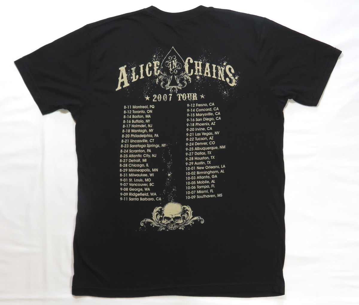Alice In Chains Vintage T Shirt 2007 Concert Tour Dates