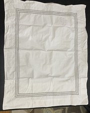 One Pottery Barn Pillowcase White Gray Embroidery 100 Organic Cotton Standard