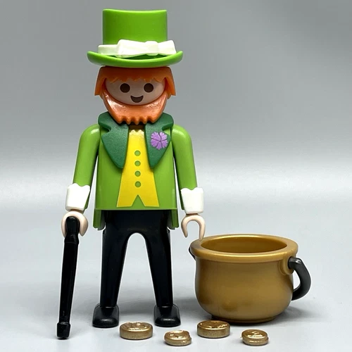 Playmobil Leprechaun Pot of Gold Coins Irish Male Adult Figure St. Patrick's Day