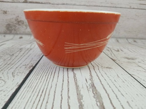 Vintage Pyrex Orange Autumn Harvest Wheat #401 750 mL Mixing Nesting Bowl-WOW! - Picture 5 of 12