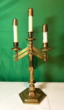Antique Heavy Brass Rostand 318 Adjustable Catholic 3 Candle Stick Candelabra