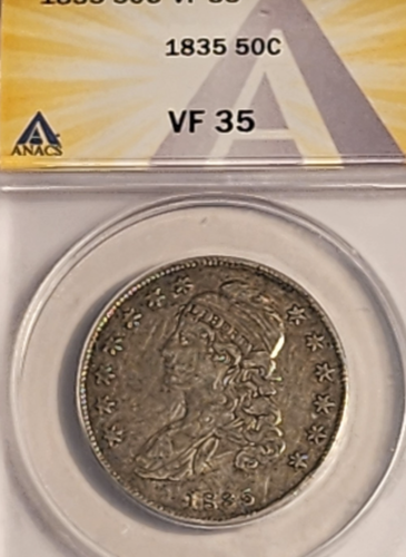 1835 50C CAPPED BUST HALF DOLLAR ANACS VF 35