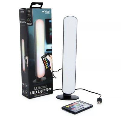 TikTok 4 Light Modes Vibe Multicolor RGB + White LED Light Bar with Remote & USB