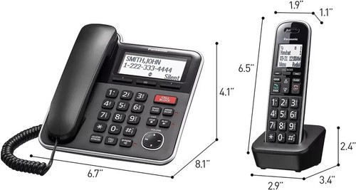 PANASONIC Expandable Corded Cordless Phone System Answering Machine 2 Handsets - Zdjęcie 6 z 10