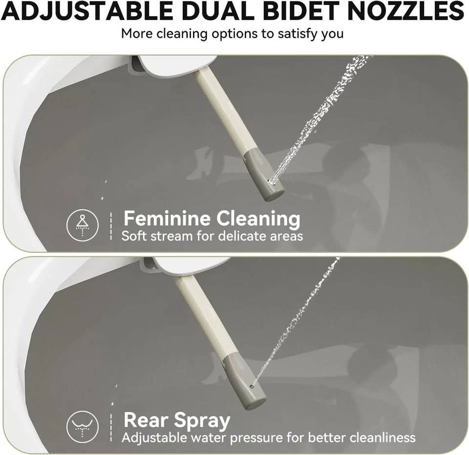 Asiento de inodoro bidé alargado con cierre silencioso, boquilla personalizada no eléctrica Foto 4 de 4